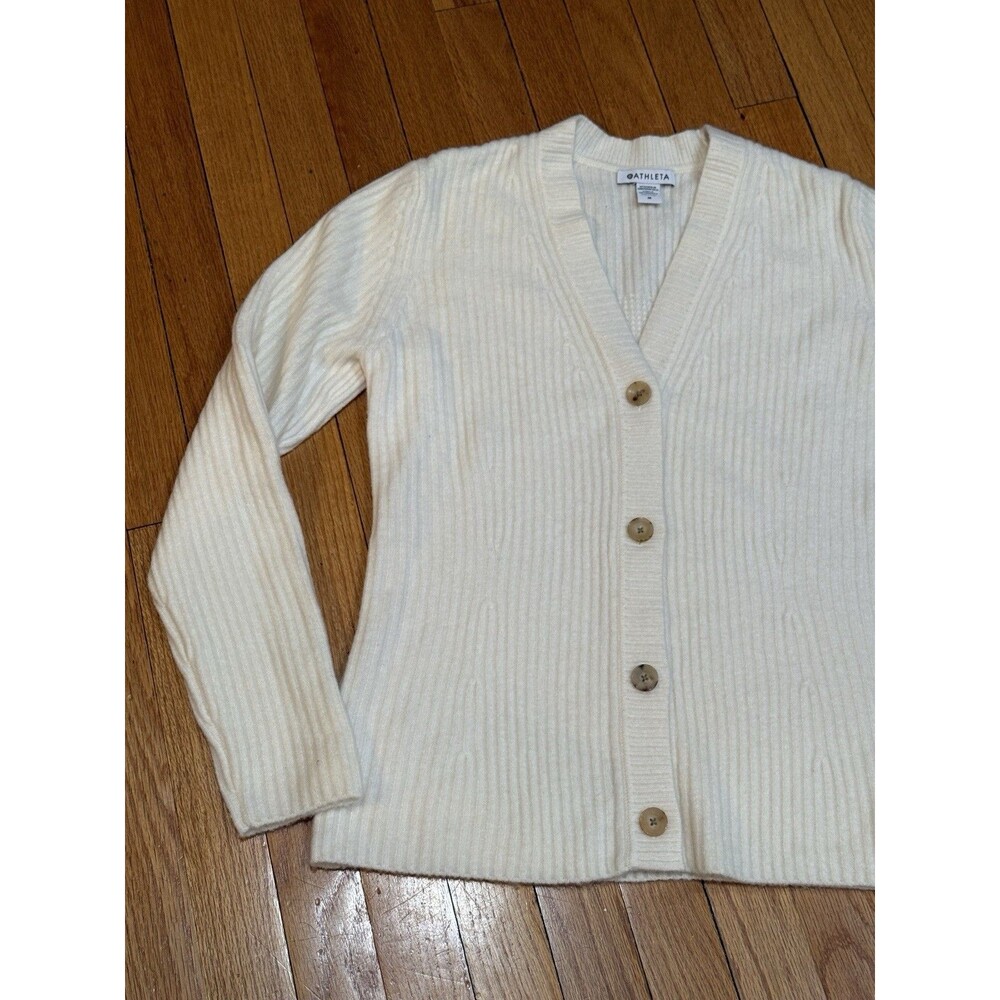Athleta Womens Layover Cardigan Size M Wool Blend Cream V Neck Cream NEW W TAG - Picture 16 of 16